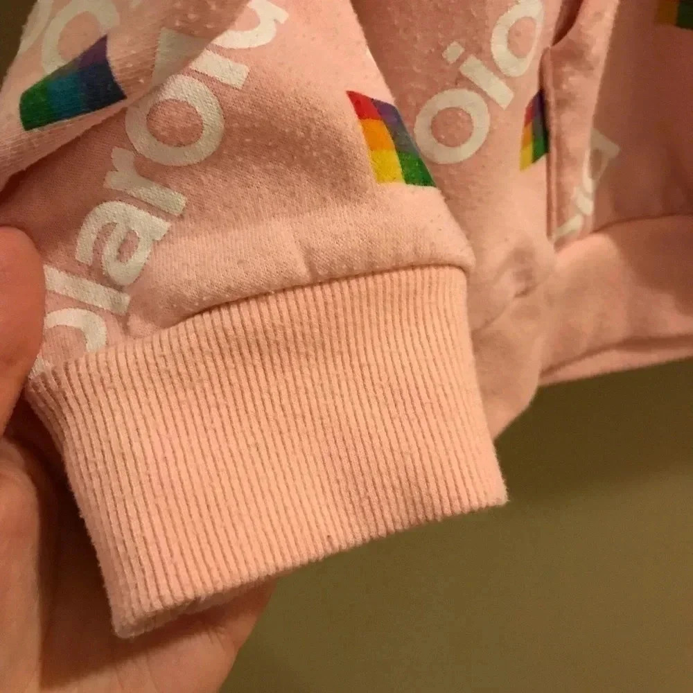 Polaroid Brand Women's Pink Logo Hoodie Sweatshirt Size Medium - Picture 4 of 9
